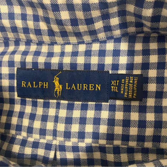 Ralph Lauren Shirt Men’s XLT Blue White Check Button Down Logo Classic Preppy - Picture 4 of 10